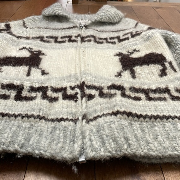Cowichan Wool Cardigan Vintage Deer Handknit Last Of The Mohicans Small Medium - Picture 4 of 7